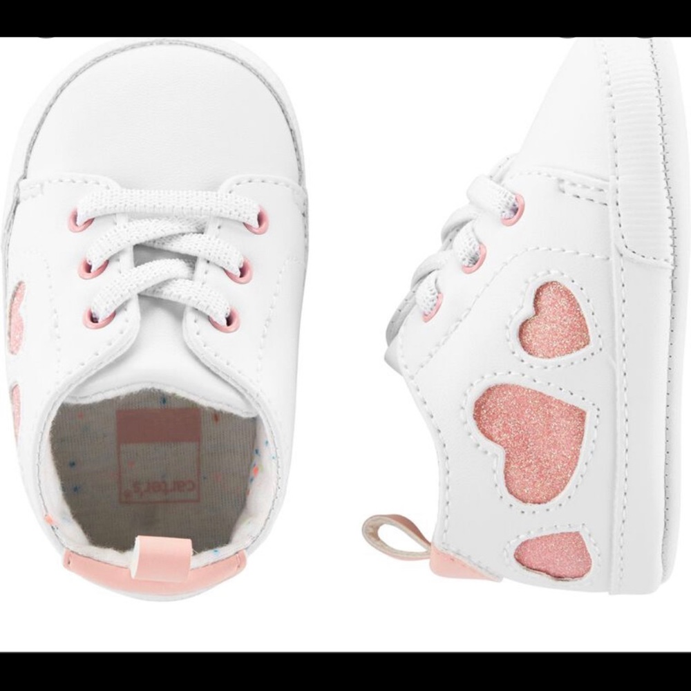 0-3 M baby girl heart shoes. From carters
